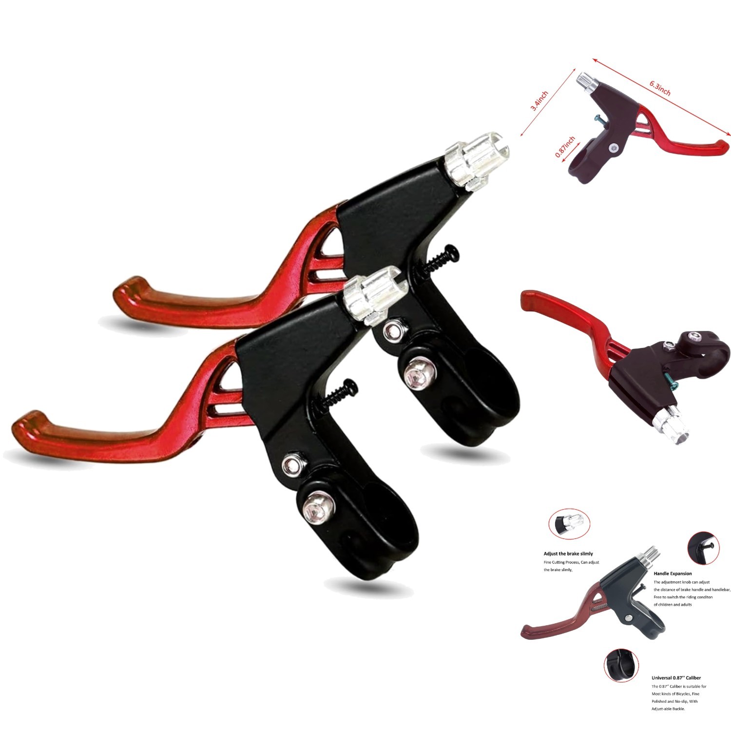1 Pair Universal Aluminum Alloy Bicycle Brake Levers 2.2cm for MTB BMX Road Bike