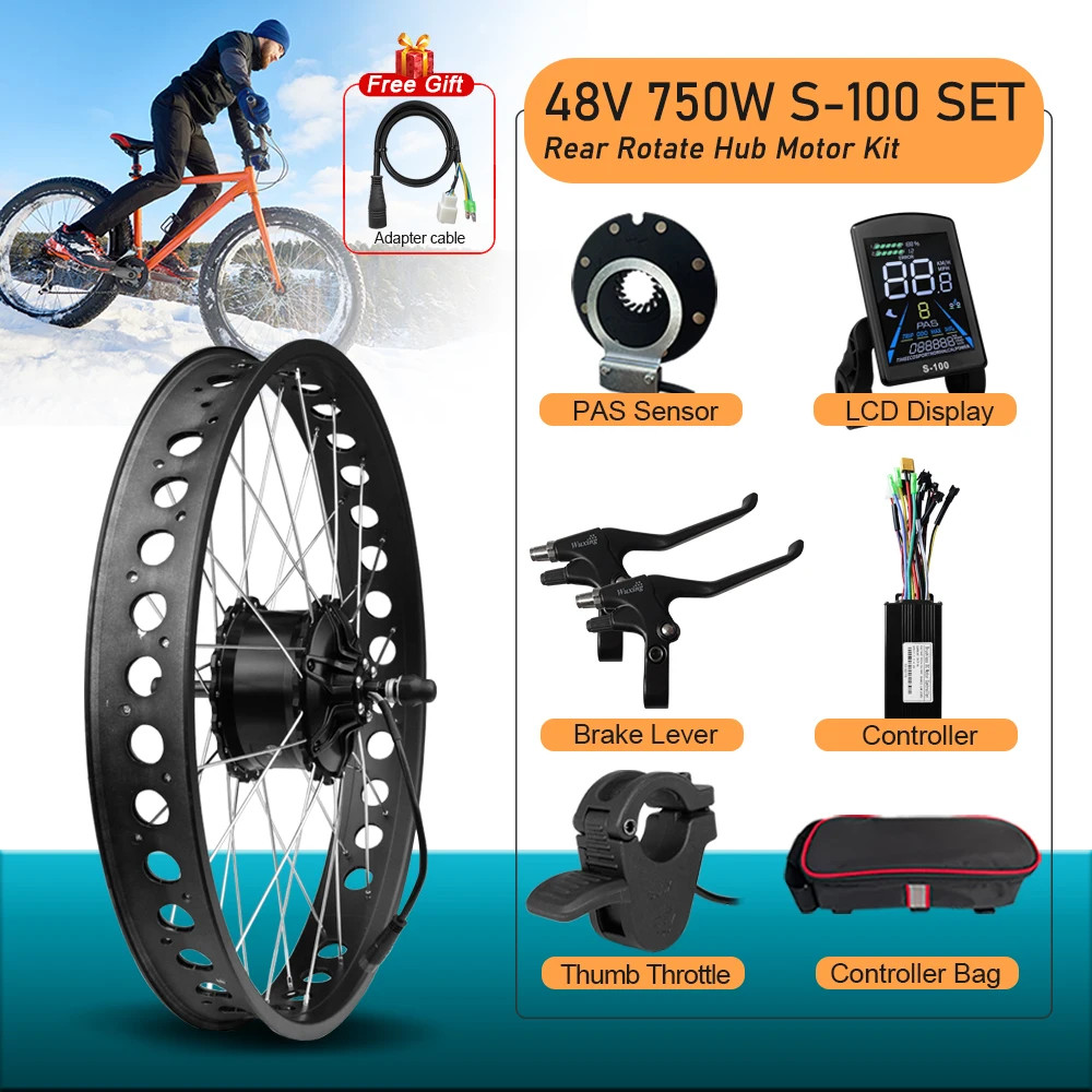 Electric Fat Bike 48V 750W 4.0 Rear Hub Motor Wheel Bike Conversion Kit 20/24/26