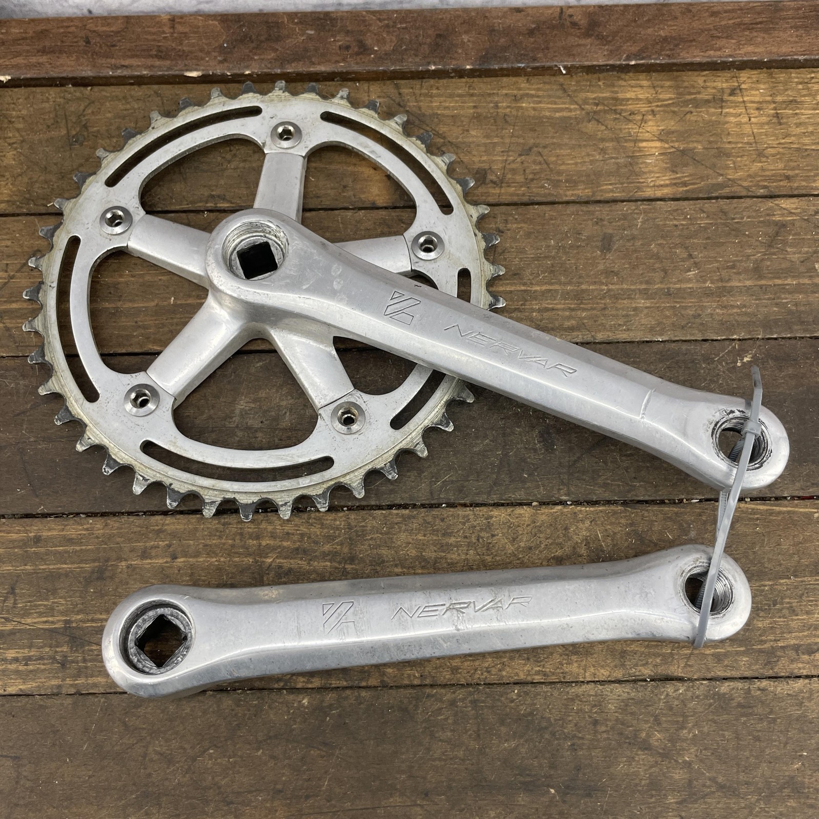 Vintage Nervar Crankset 170 mm Single Chainring 9/16 Alloy BMX Road Bike Silver