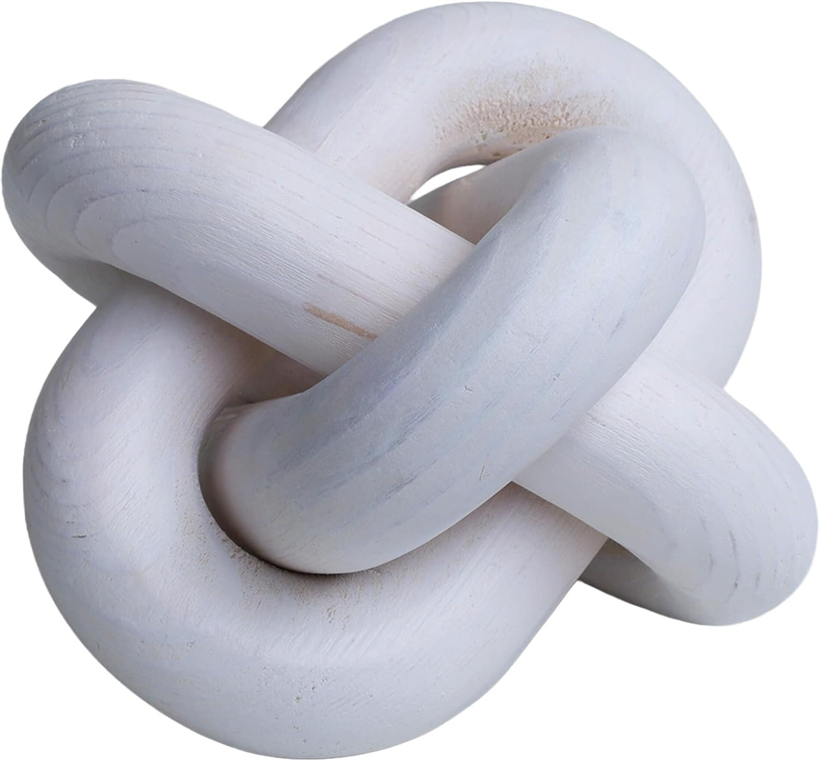 Wooden Chain Link Decor Hand Carved Knot Sculpture Modern Boho Rustic White Home