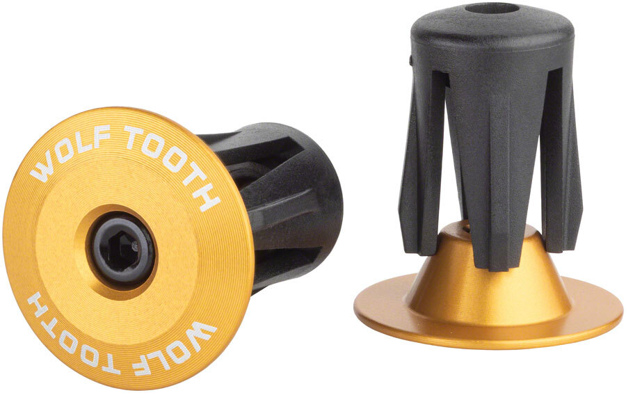Wolf Tooth Alloy Bar End Plugs – Gold Plugs Are Available In Multiple Colors