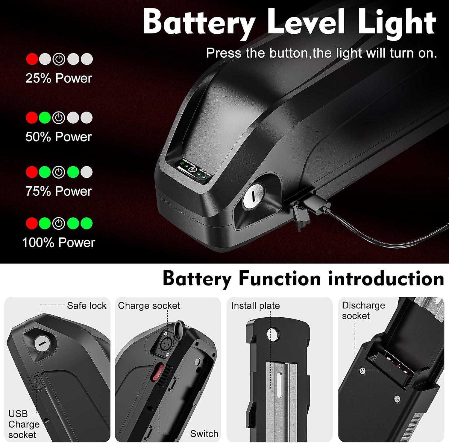 48V 20Ah Hailong Batterys for 200W-1000W Ebike Electric Bike Li-ion Batterys BMS