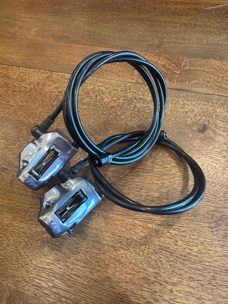 Shimano XTR BR-M965 Disc Brake Calipers + Fork & Frame Adapters No Rotors