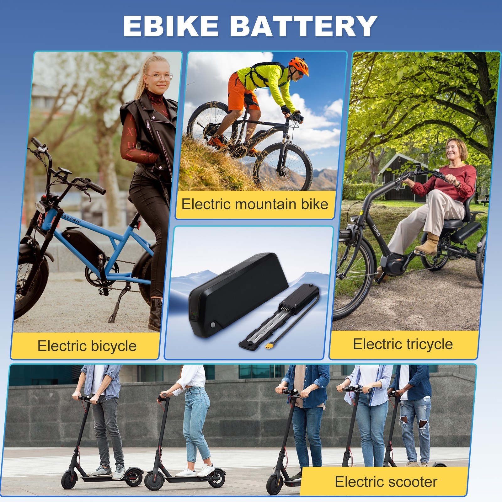 52V/48V 20Ah Ebike Battery 40A BMS For 0-1800W Motor Hailong Lithium Battery