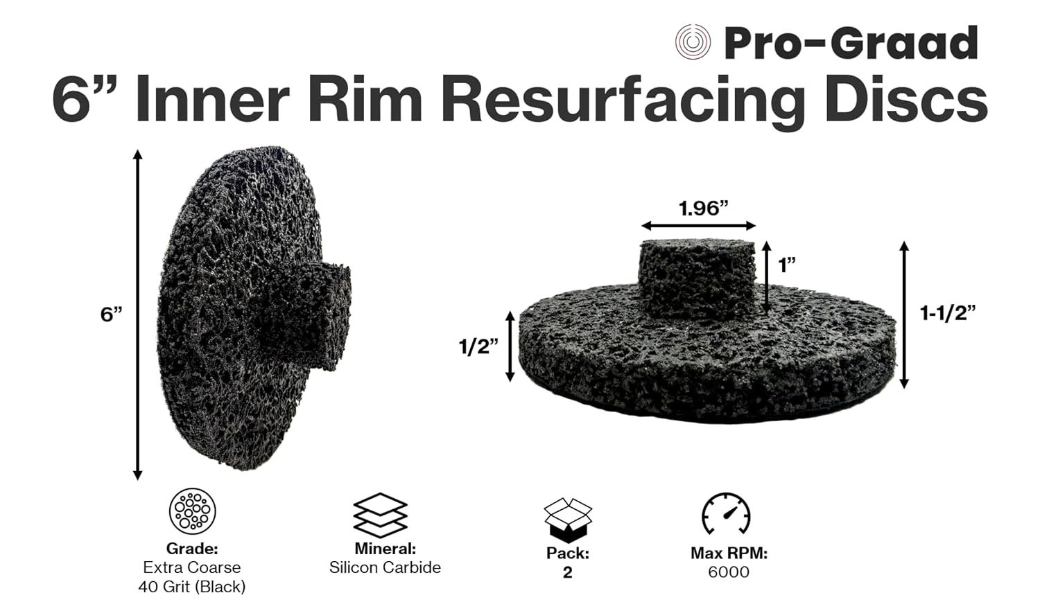 Pro-Graad 433 508 6 inch Replacement Discs for Inner Rim Cleaner, Compatible…