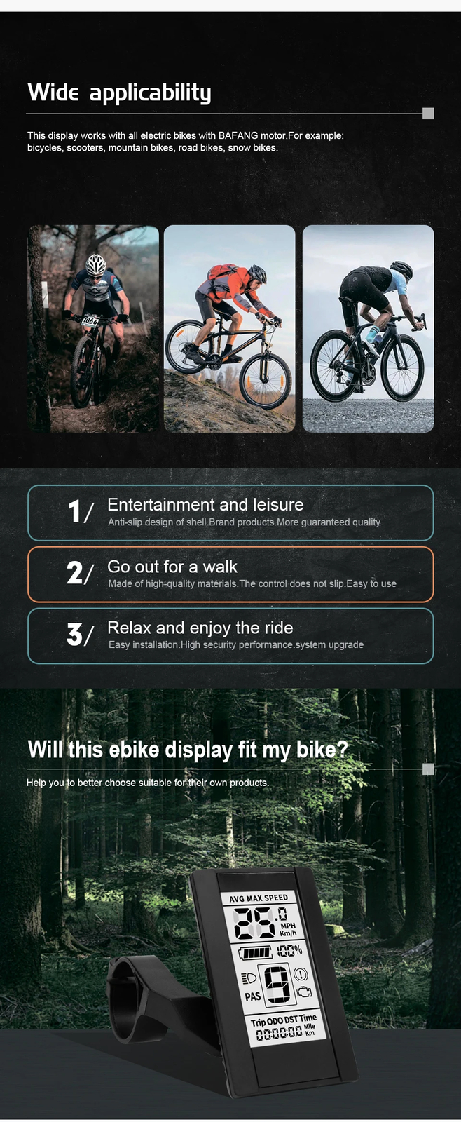 Electric Bike 800S LCD Display for BBS M400 G330 G510 Electric Mid Drive Kit