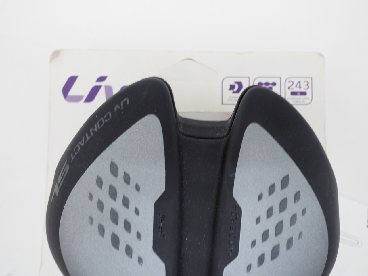 New! Liv Contact SL Upright Bicycle Saddle 243g Black/Gray 275x150mm 7mm Rail