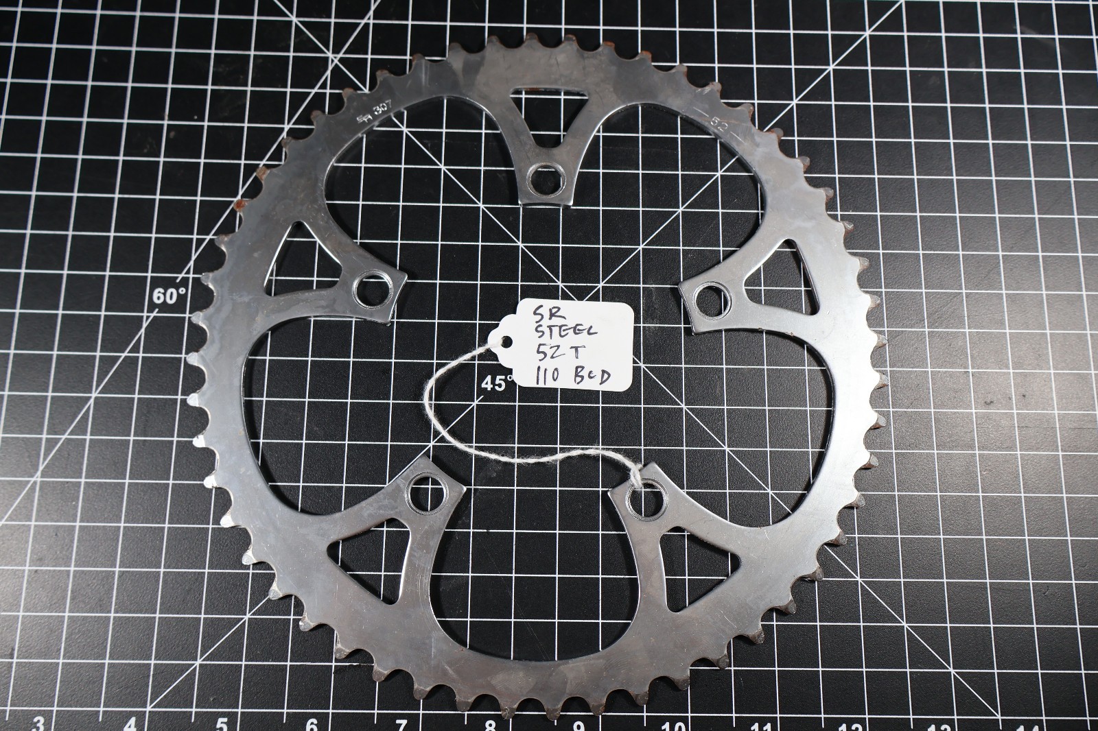 Retro Vintage SR 307 52 Tooth Silver Chainring 110 BCD JAPAN Steel 5 Arm