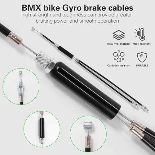 BMX Bike Gyro Brake Cables Front + Rear (Upper + Lower) with Spinner Rotor