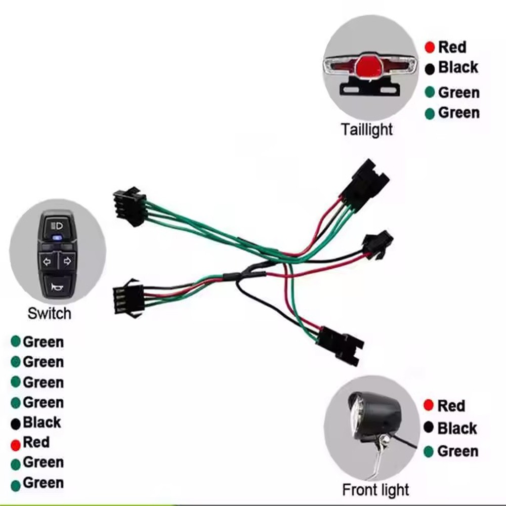 LED Headlight Tail Light Set 24V 36V 48V Horn Turn Signal Switch E-Bike Parts