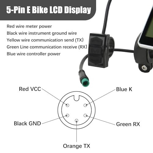 Electric Bike LCD Display 5 Pin 24V 36V 48V 60V Handlebar Mount Cycling Computer