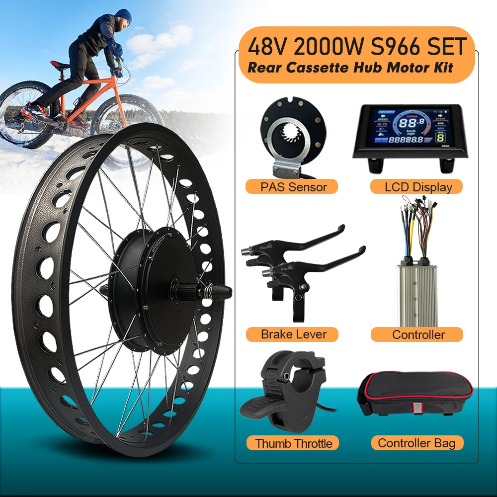 20 24 26inch 48V 2000W E-bike Fat Tire Brushless Rear Cassette Hub Motor Wheel