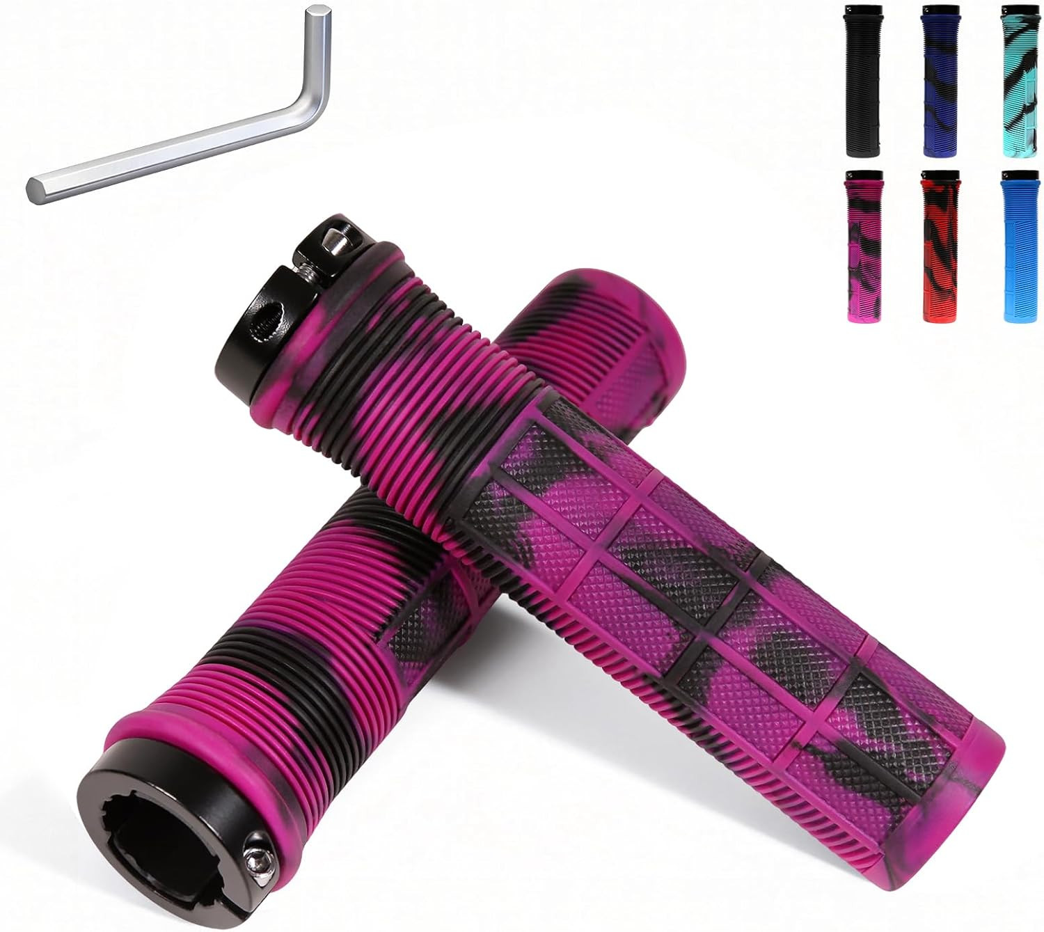 Bike Grips, Single Lock-On Bike Handlerbar Grips,Non-Slip-Rubber Hand Grip Comfo