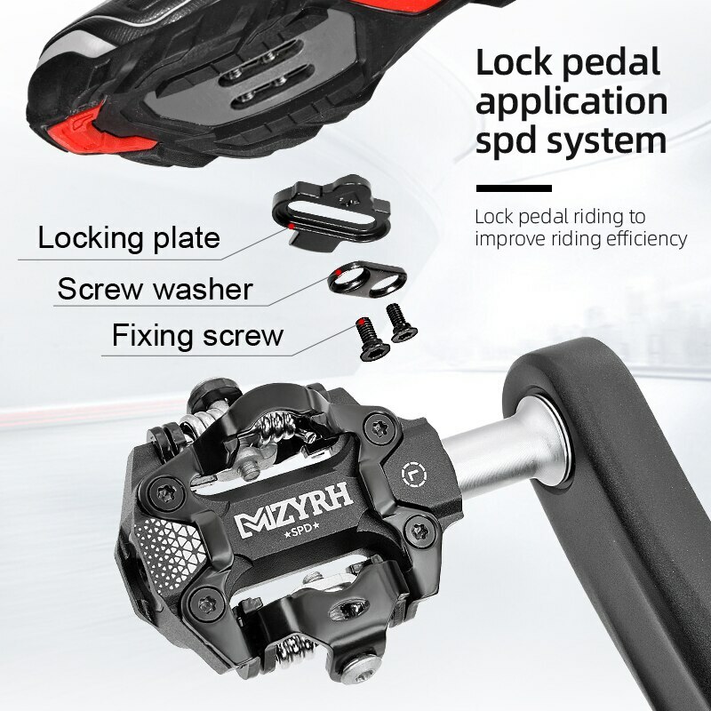 MZYRH 9/16″ Bicycle SPD Self-locking Pedals MTB Bike 3 Sealed Bearing Pedals