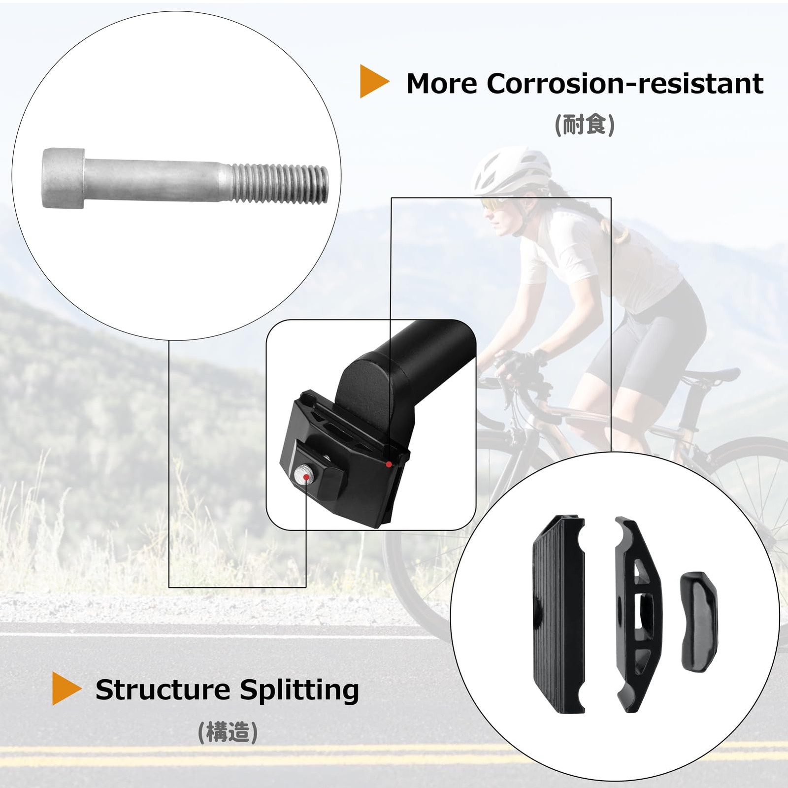 Bike Seatpost with Clamp, 25.4mm 27.2mm 28.6mm 30.4mm 30.8mm 31.6mm x 350mm B…