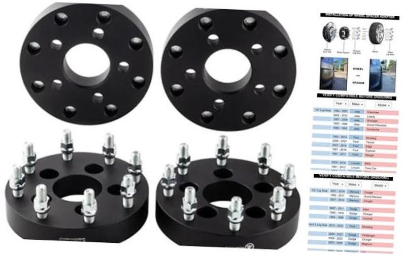 Black Forged 5×4.5 to 8×6.5 Wheel Adapters 1.5 Inch 14×1.5 1.5 Inch – Pack of 4
