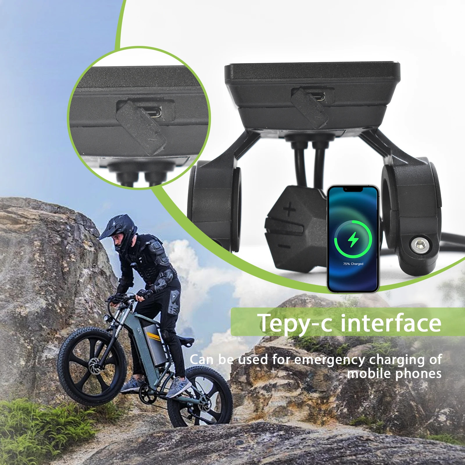 Electric Bike Computer Bluetooth Wired Digital Color LCD Display Vehicle Locking