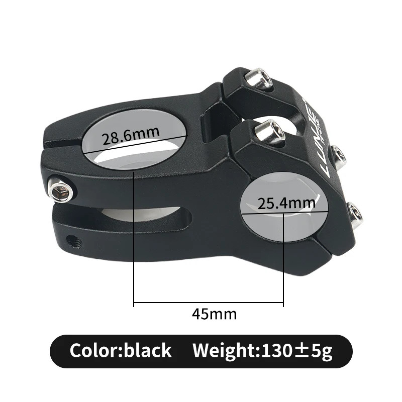 MTB Road Bike Stem 25.4mm Aluminum Alloy Handlebar Stem 45mm Lightweight