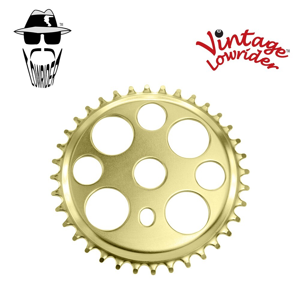 VINTAGE LOWRIDER 36T 1PC BICYCLE CRANK LUCKY 7 CHAINRING 1/2 X 1/8 GOLD.