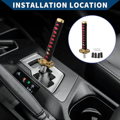 Black 27cm Automatic Shift Knob with 4 Adapter/Front Gear Knobs