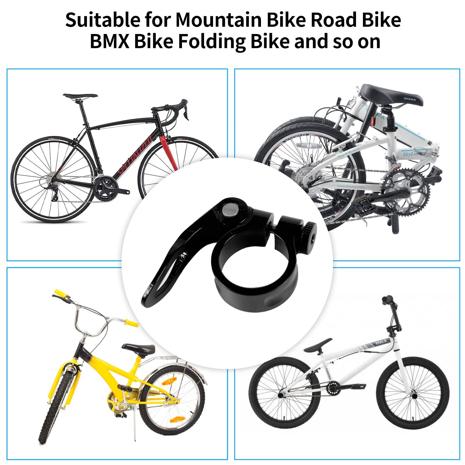 Premium Bike Seat Post Clamp 31.8mm Quick Release Seatpost Collar Aluminum