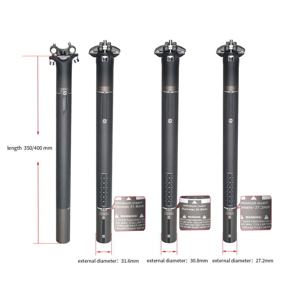 TOSEEK Aluminum Carbon Seatpost 25.4/27.2/30.8/31.6mm Mountain Bicycle Seat Post