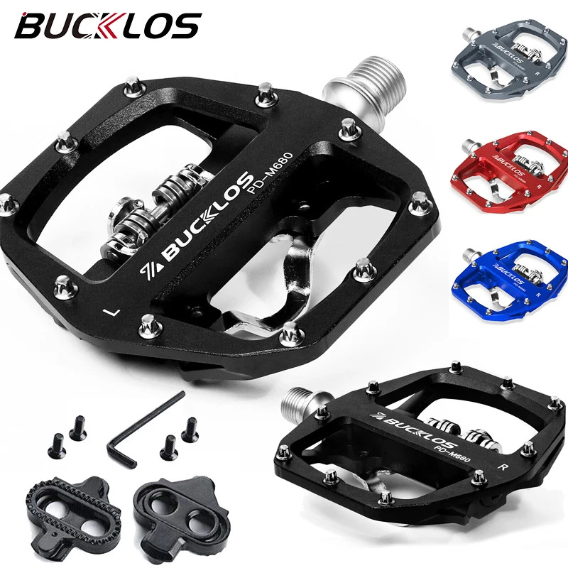 BUCKLOS MTB Bike Pedal for SPD Dual Self locking MTB Platform Pedals Footrest