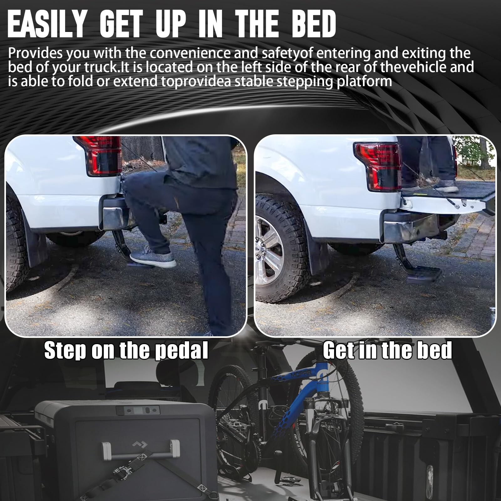 Rear Bed Step Retractable Bumper Truck Tailgate Step Compatible with Toyota T…