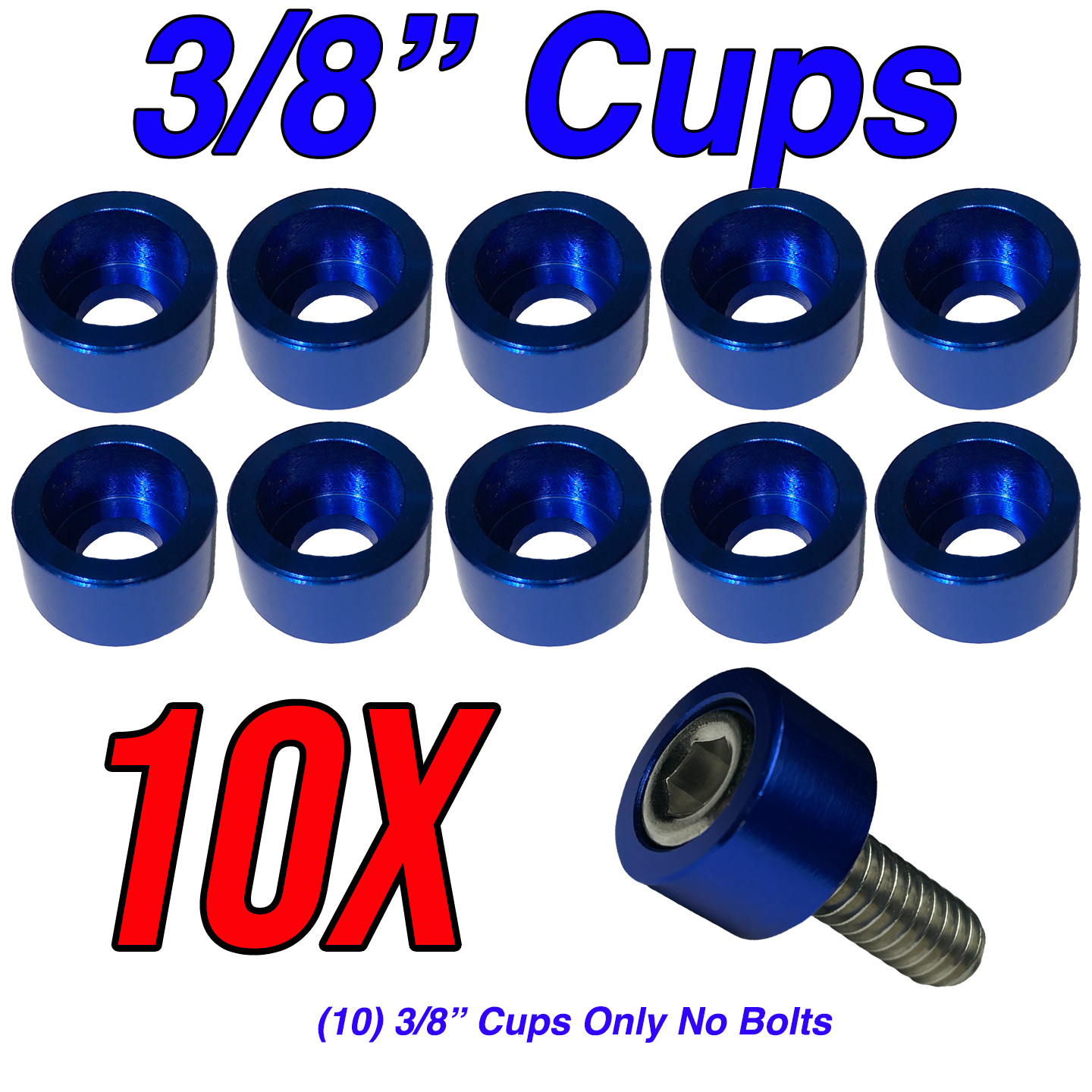 Allen Head Bolt Cup Washers Engine Dress UP Hex 10X Red Blue 1/4″ 5/16″ 3/8″