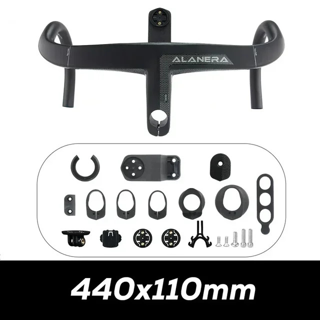 380-440mm Carbon Road Bike Internal Wiring Integrated Bar with Comput Holder