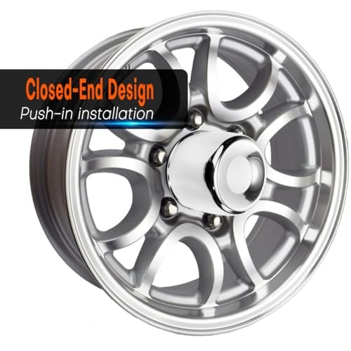 4 Pack 5.12in Push Through Steel Wheel Center Caps Chrome Silver for 5.12″