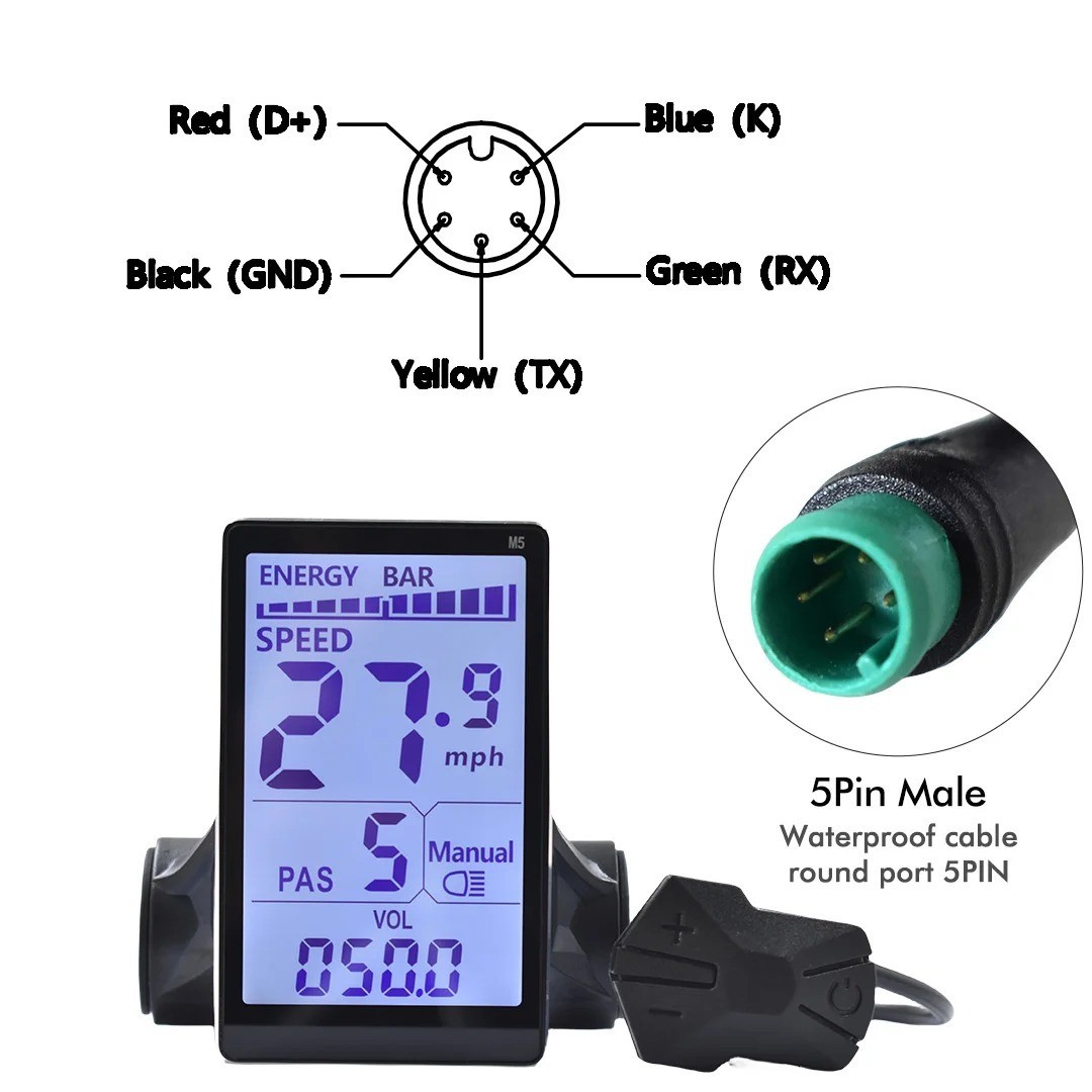 UART2 M5 24V 36V 48V Electric Bicycle Colorful Display E Scooter LCD Panel With