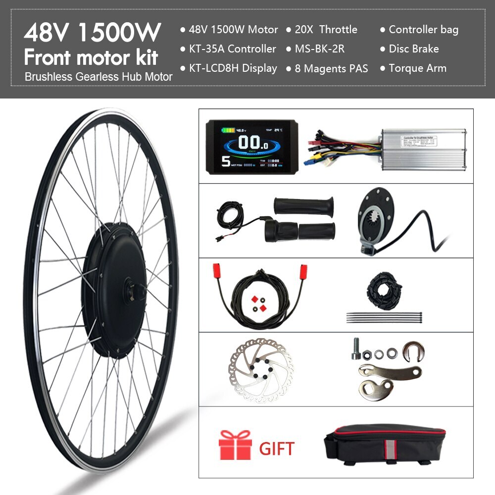 Electric Bicycle 48V 1500W Brushless Front Rear Wheel Hub Motor Conversion Kit