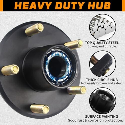 2 Sets Trailer Hub Kits 5 on 4.5» for 2000 lbs 1-1/16» Straight Spindle, Pre
