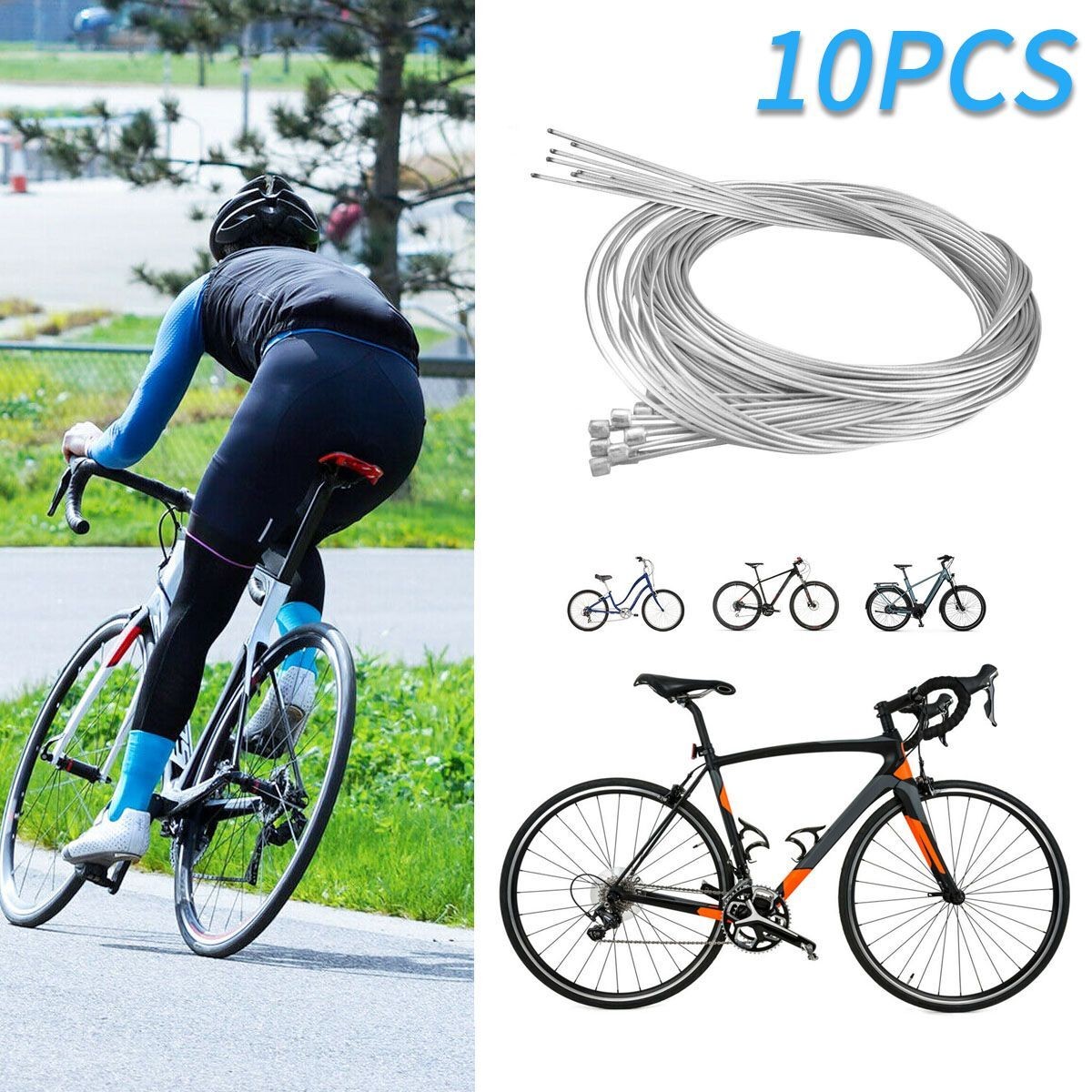 10Pcs 6FT Bicycle Brake Shift Inner Wire Cable Line For Front Rear Road MTB Bike