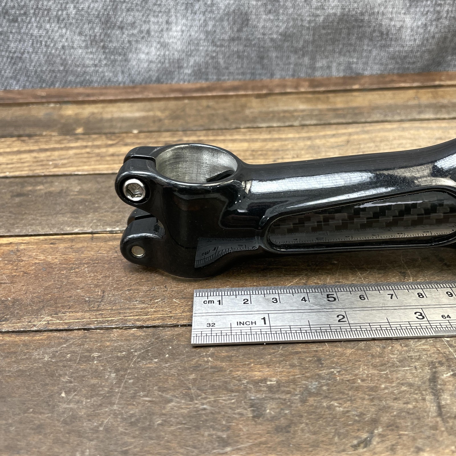 Bike Stem 1 1/8 Threadless Black Carbon Fiber Center 25.4 mm Clamp