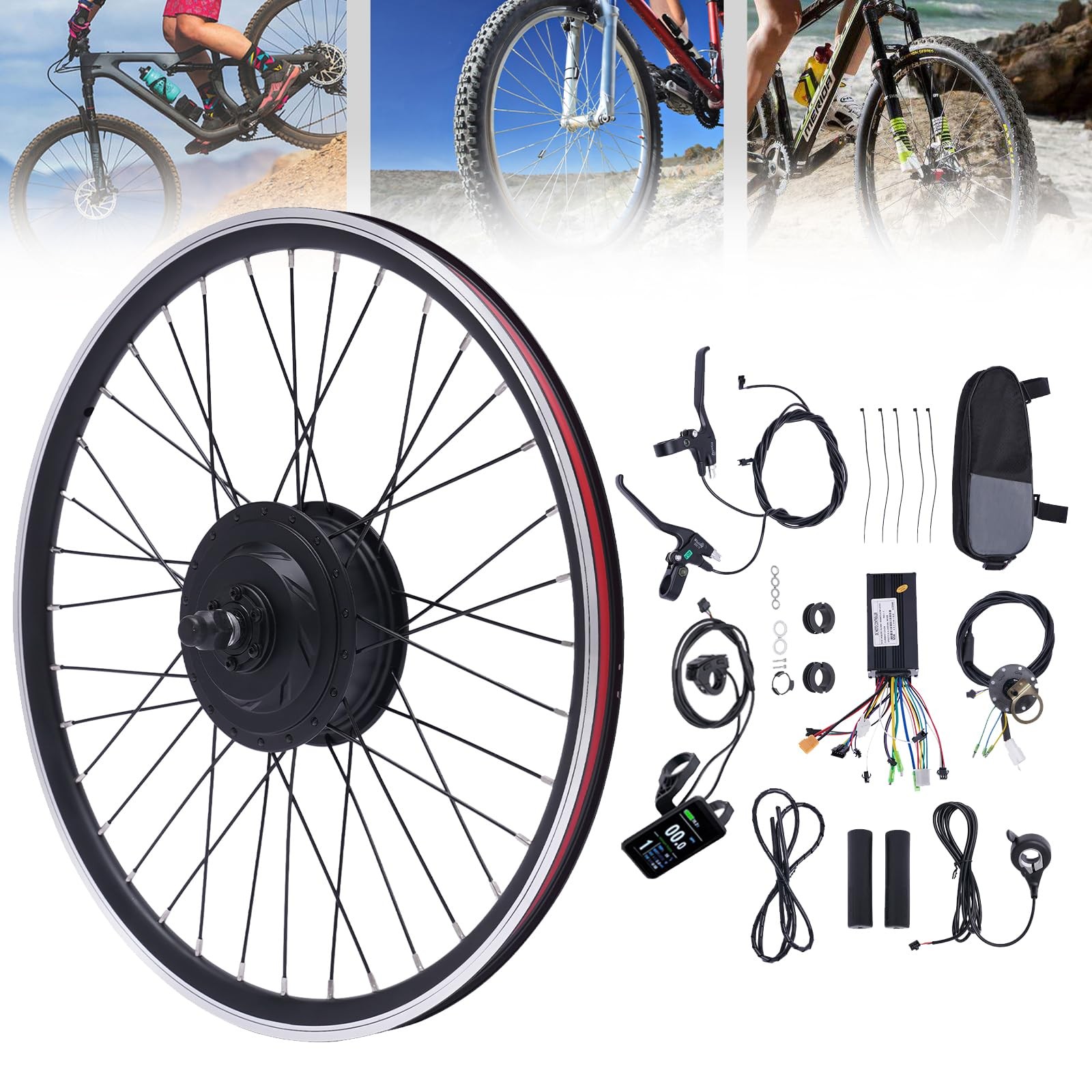 24″ 500W 36V E-Bike Front Wheel Electric Bicycle Hub Motor Conversion Kit LCD