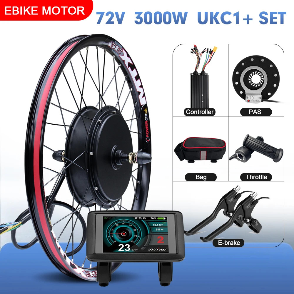 MTX Ebike Kit 72V 3000W 105kmh Max Speed 20-29inch Brushless Rear Hub Motor