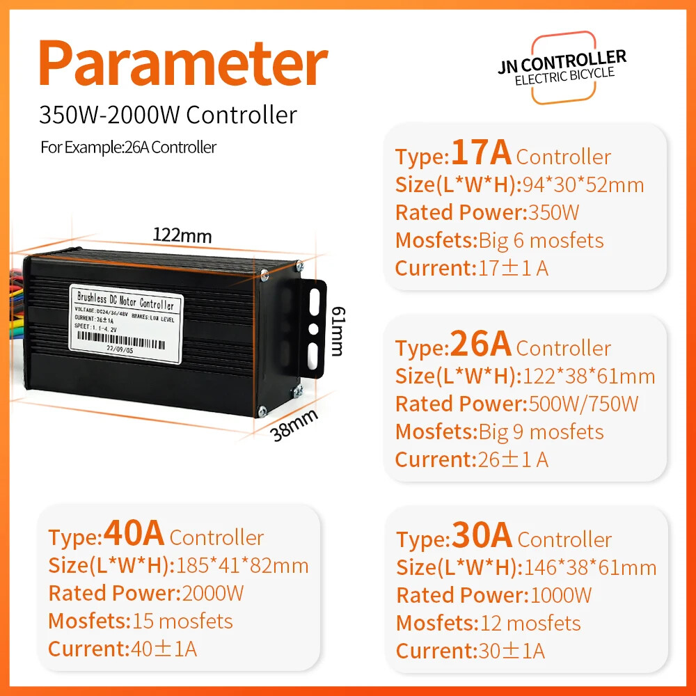 E-bike 36V/48V 17A 40A Three-Mode Sine Wave Controller with 866 LCD Display