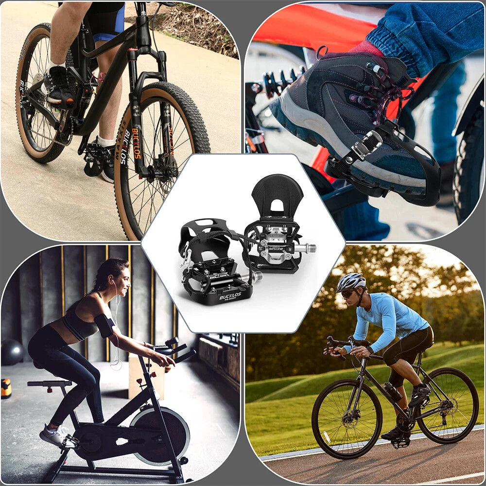 Clipless Self-locking MTB Pedal for Bike Mixed Pedals Dual Lock/Flat Pedals