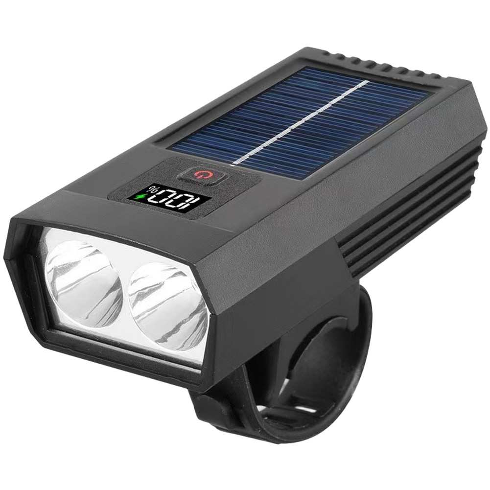 Bicycle Front Light Solar USB Rechargeable Smart Display For battery Level