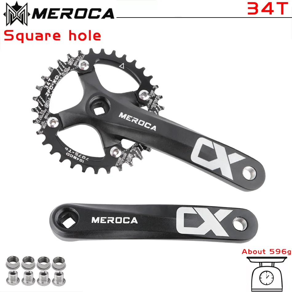 MEROCA Bicycle Crank Chainwheel 104BCD MTB Bike Crankset Aluminum Alloy with Bot
