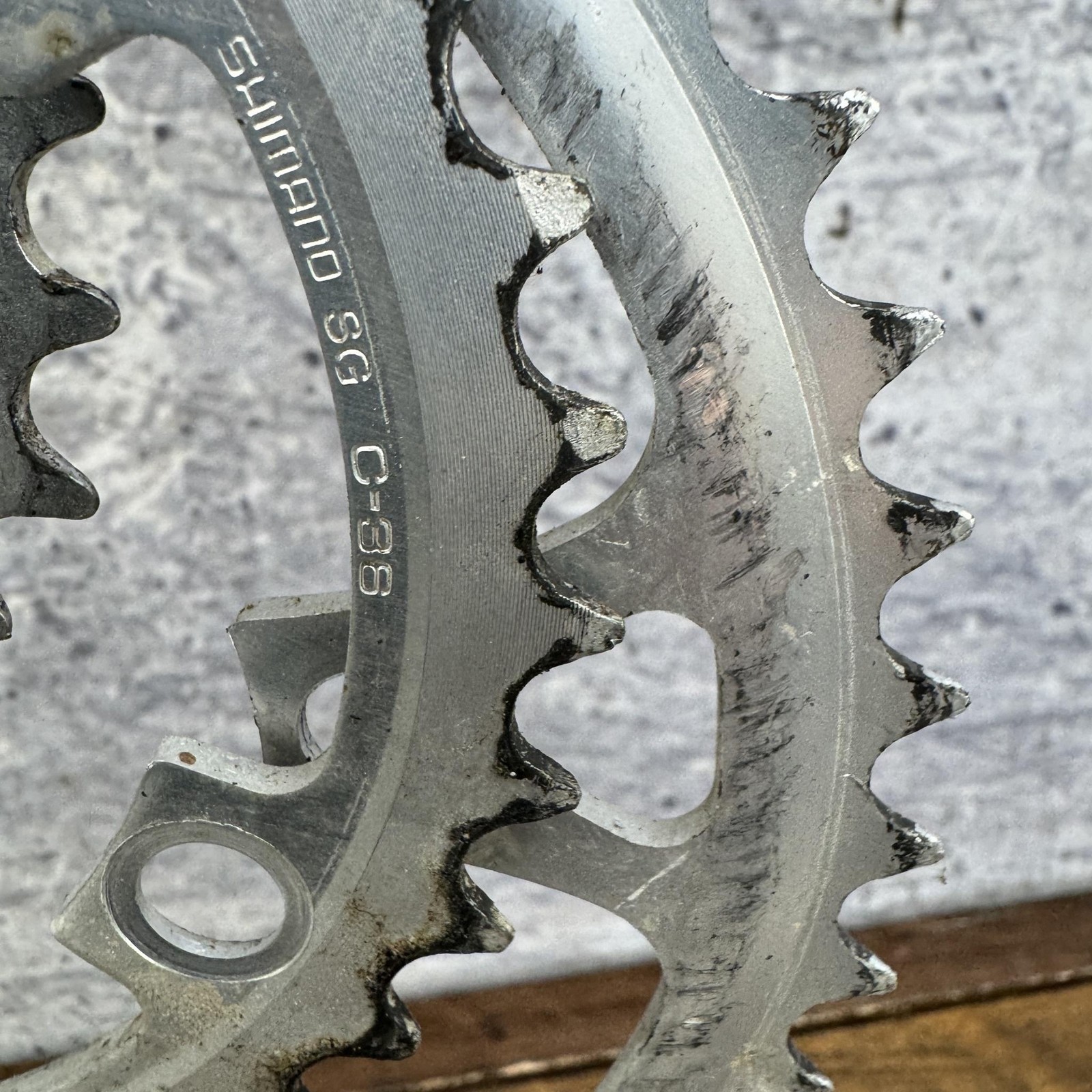 Vintage Shimano SG 46/36/24T Chainring Set 110/74 BCD Silver MTB Triple Deore