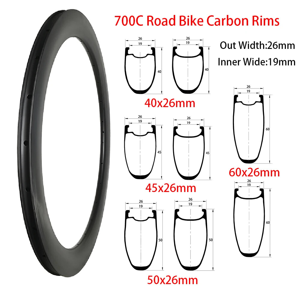 700C Road Bicycle Carbon Rims 30mm 40mm 50mm Deep UD 3K 12K Matte Glossy Finish