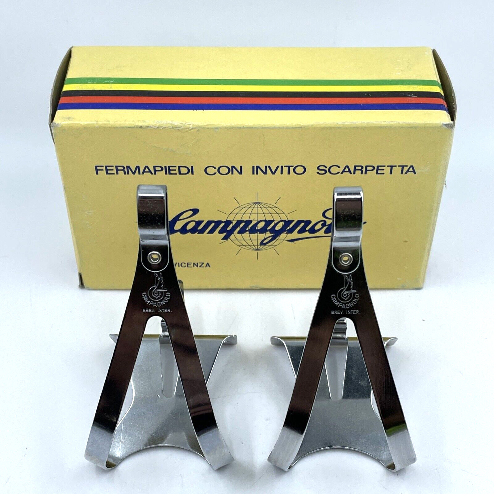 NOS Campagnolo NUOVO RECORD Small Road Chromed Steel Toe Clips NEW IN BOX!