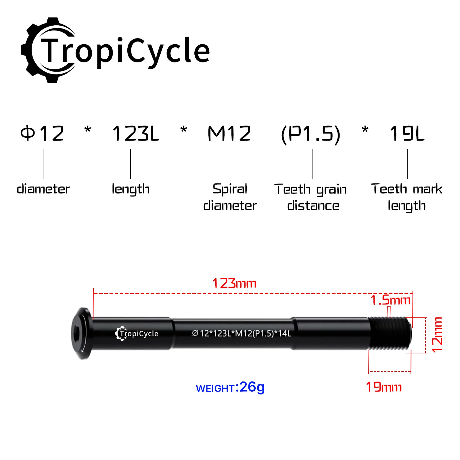 Bike Thru Axle M12 Front Rear Aluminum Alloy MTB Road 12×100 110 142 148 174mm