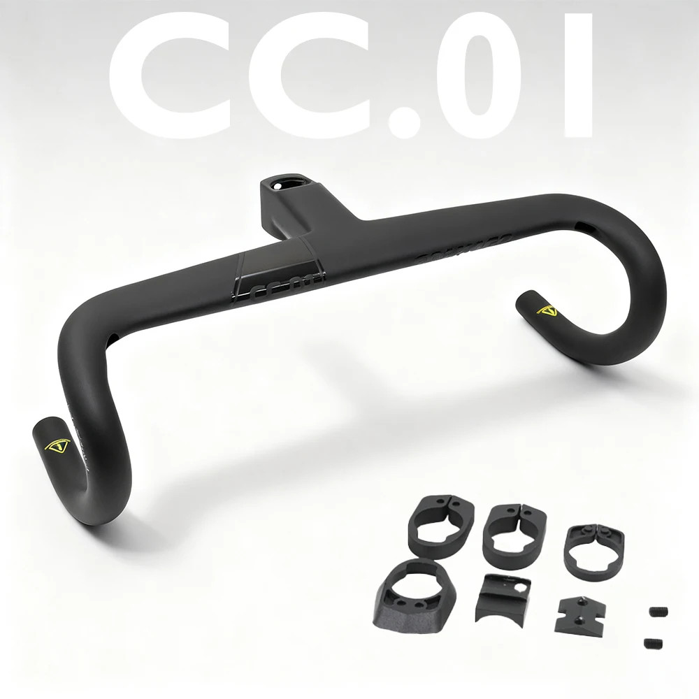 Carbon Fiber Integrated Road Bike Handlebars 370-430mm with Computer Bracket