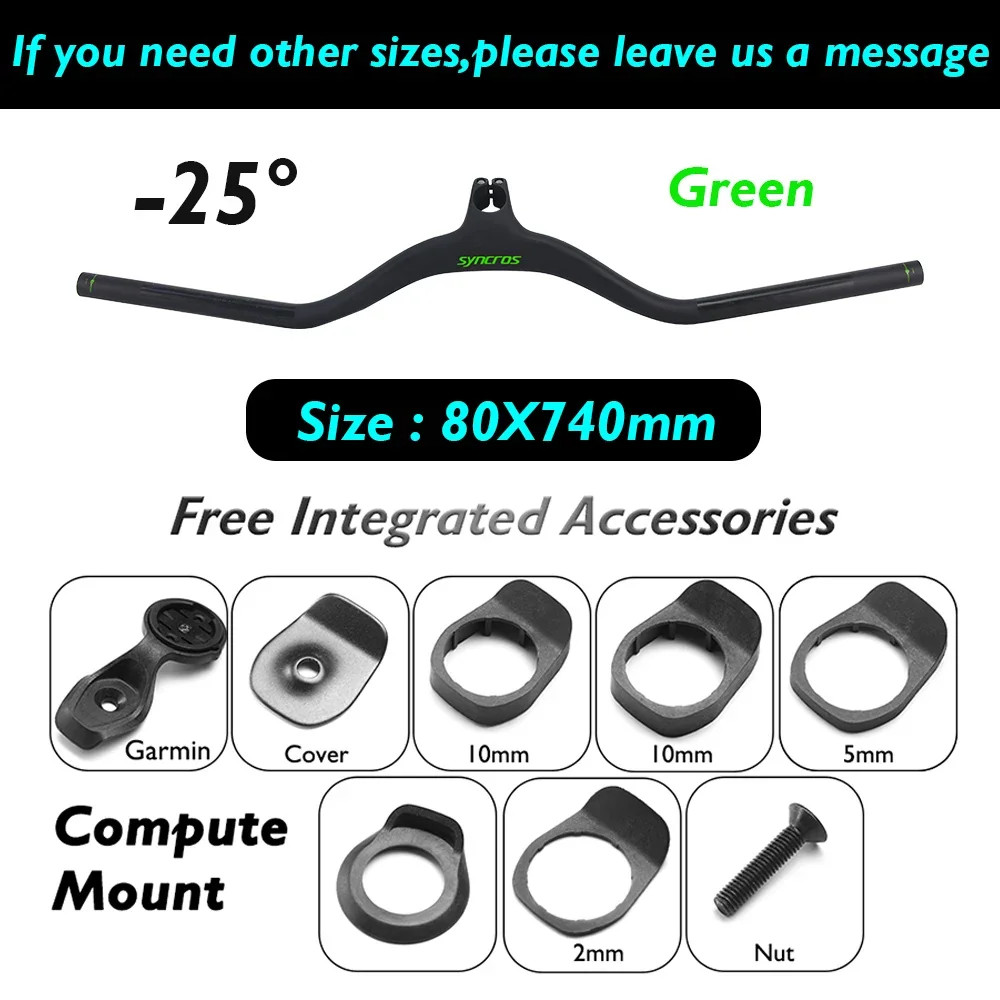 Full Carbon Fiber Integrated Mountain Bike Handlebar 28.6mm Clamp 740mm Width