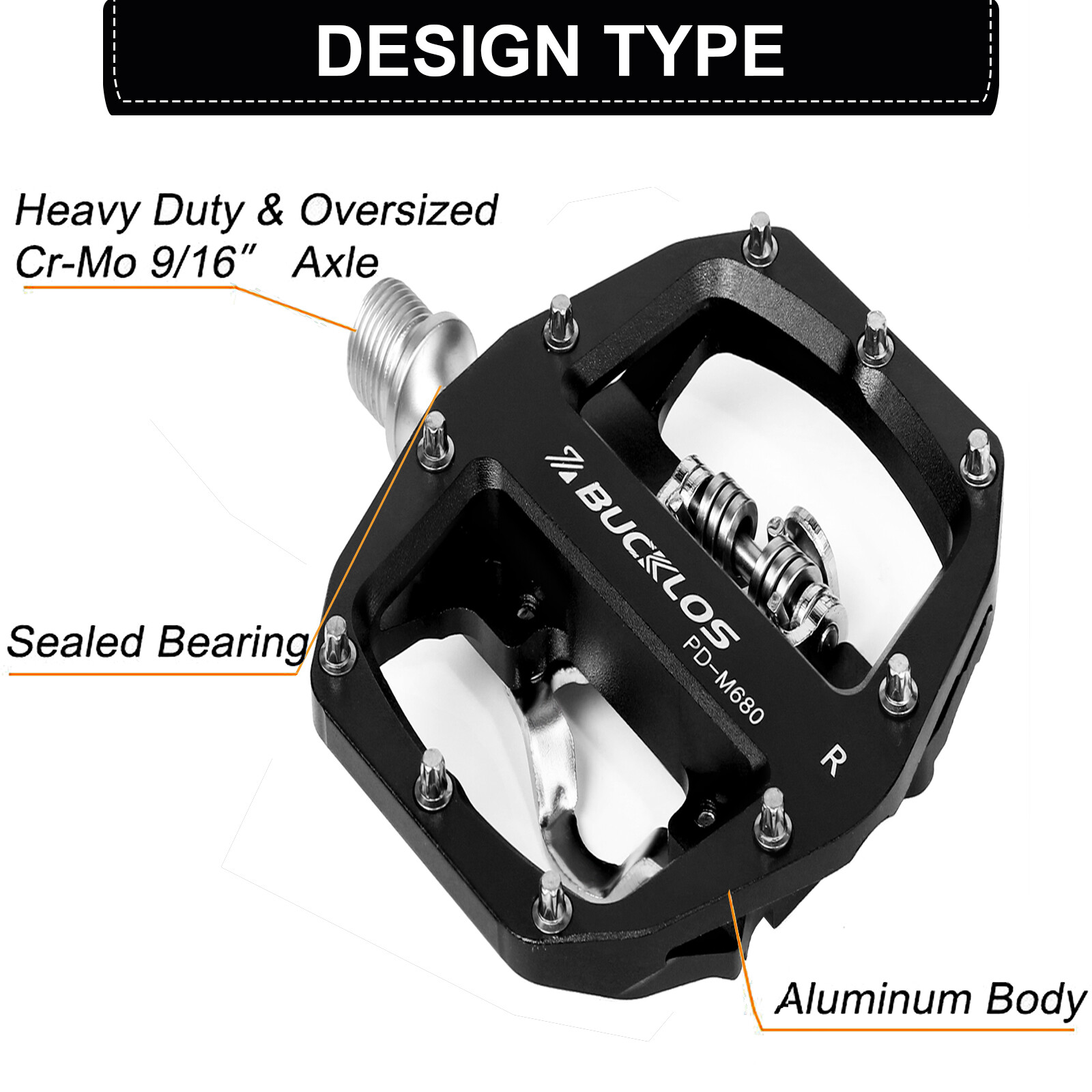 US Flat/SPD Self-locking Pedals Fit Shimano/SRAM MTB/Road Bike 9/16″ Lightweight