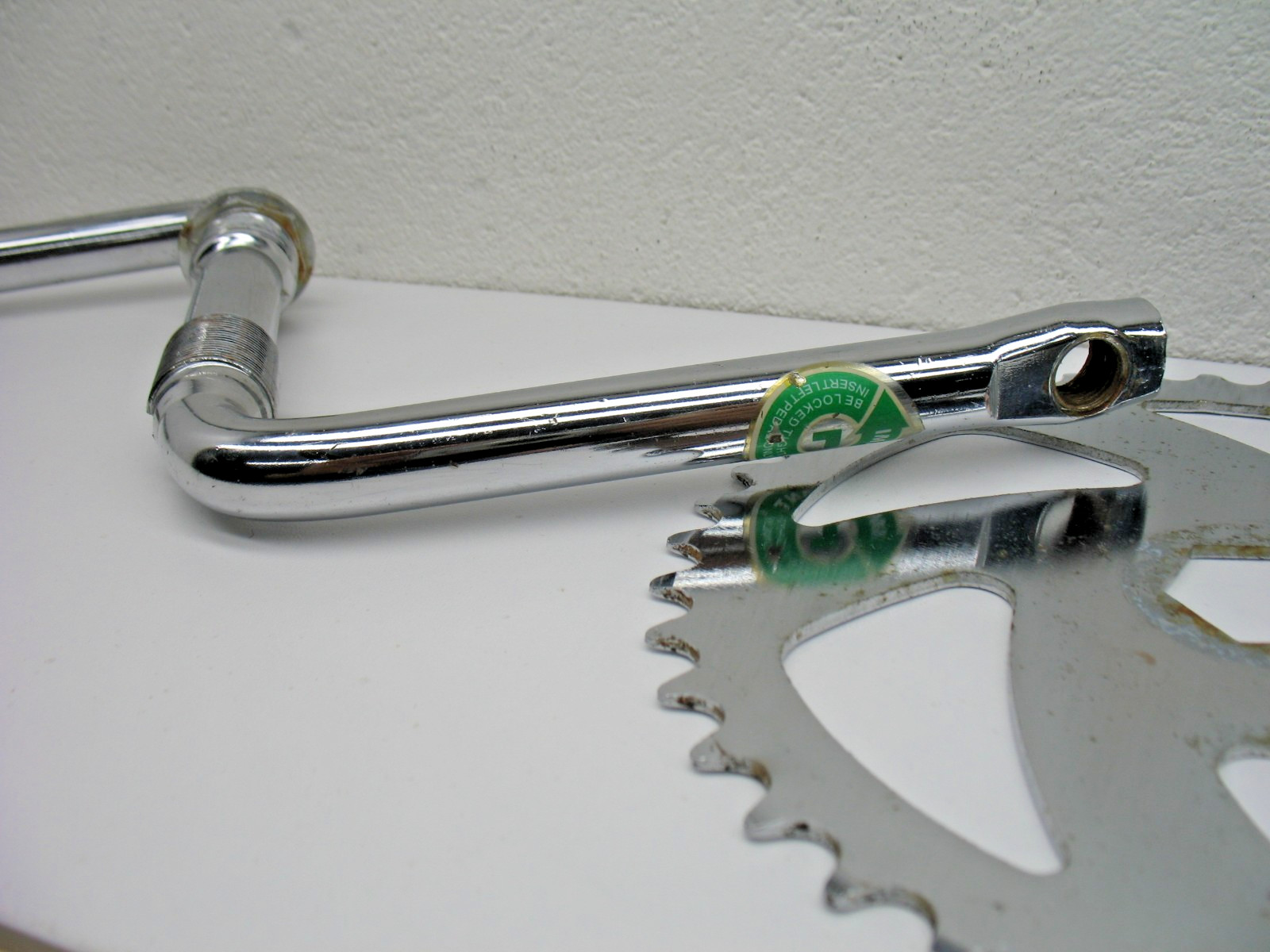Chrome/Silver Steel Crank 40 Tooth Chainring, 140mm (5-1/2″) with B/B Set-USED